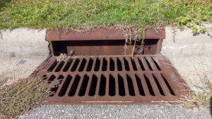 Storm drain on curb